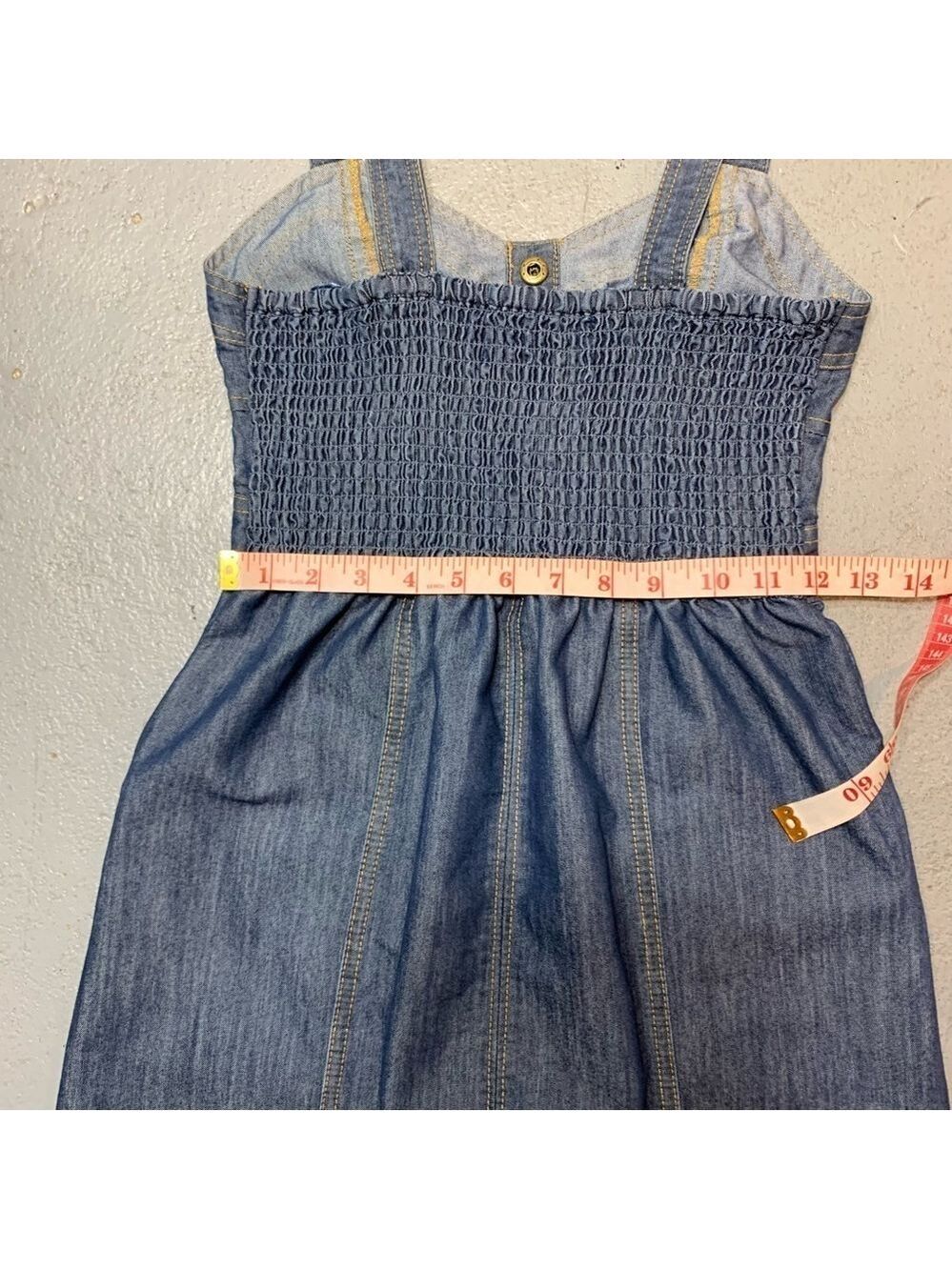 Vintage Lone Star Cowgirl Denim Dress Sz XS Blue Sweatheart Neckline Western Y2K - Picture 10 of 14